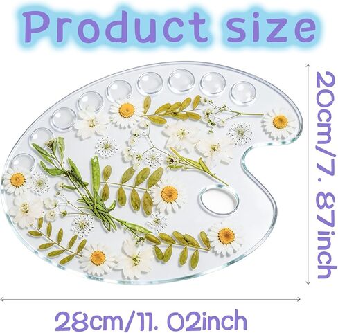 11 x 7.9 Inch Epoxy Dried Flower Painting Palette with Thumb Hole, Pressed Flower Paint Tray Pad, Resin Artist Pallet for Oil Watercolor Craft DIY Art Painting Palette in Saudi Arabia