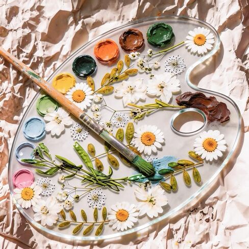 11 x 7.9 Inch Epoxy Dried Flower Painting Palette with Thumb Hole, Pressed Flower Paint Tray Pad, Resin Artist Pallet for Oil Watercolor Craft DIY Art Painting Palette in Saudi Arabia