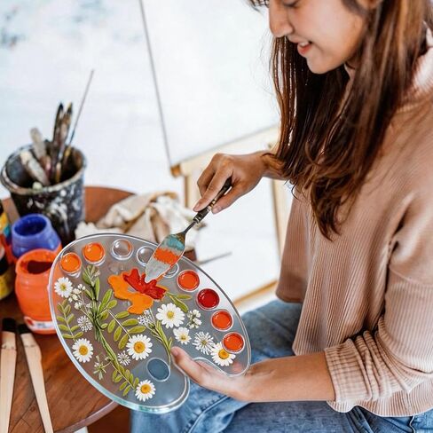 11 x 7.9 Inch Epoxy Dried Flower Painting Palette with Thumb Hole, Pressed Flower Paint Tray Pad, Resin Artist Pallet for Oil Watercolor Craft DIY Art Painting Palette in Saudi Arabia