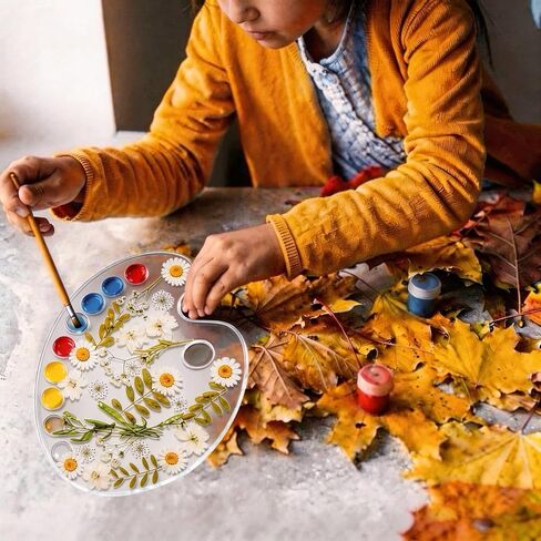 11 x 7.9 Inch Epoxy Dried Flower Painting Palette with Thumb Hole, Pressed Flower Paint Tray Pad, Resin Artist Pallet for Oil Watercolor Craft DIY Art Painting Palette in Saudi Arabia