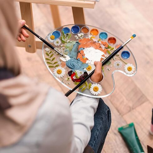 11 x 7.9 Inch Epoxy Dried Flower Painting Palette with Thumb Hole, Pressed Flower Paint Tray Pad, Resin Artist Pallet for Oil Watercolor Craft DIY Art Painting Palette in Saudi Arabia