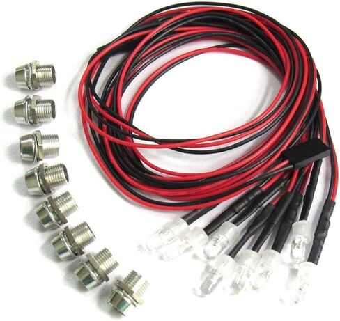 2 حزمة من 8 مصابيح LED للمصابيح الأمامية مجموعة الإضاءة الخلفية متوافقة مع Traxxas HSP Tamiya Redcat RC4WD Axial SCX10 RC Car Truck Tank Crawler، أحمر برتقالي أبيض LED in Kuwait