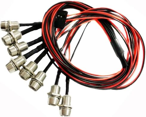 2 حزمة من 8 مصابيح LED للمصابيح الأمامية مجموعة الإضاءة الخلفية متوافقة مع Traxxas HSP Tamiya Redcat RC4WD Axial SCX10 RC Car Truck Tank Crawler، أحمر برتقالي أبيض LED in Kuwait