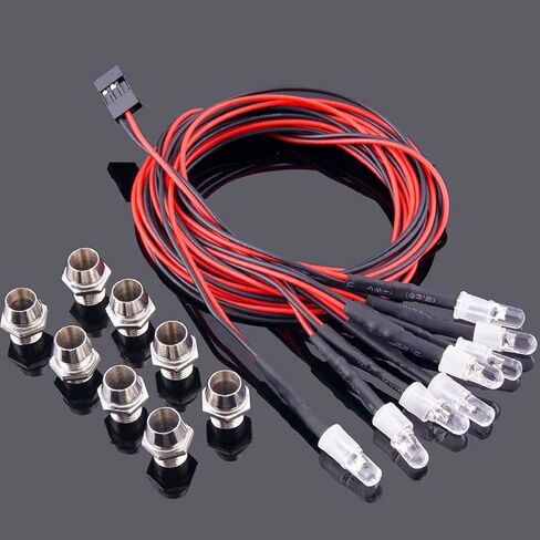 2 حزمة من 8 مصابيح LED للمصابيح الأمامية مجموعة الإضاءة الخلفية متوافقة مع Traxxas HSP Tamiya Redcat RC4WD Axial SCX10 RC Car Truck Tank Crawler، أحمر برتقالي أبيض LED in Kuwait