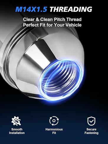 24 قطعة من صواميل العروة M14x1.5 - متوافقة مع 2015-2023 Ford F150، Expedition، Lincoln Navigator، 2017-2023 Tesla Model 3 مجموعة صواميل عجلة من الكروم بتصميم مصنع قطعة واحدة in Saudi Arabia