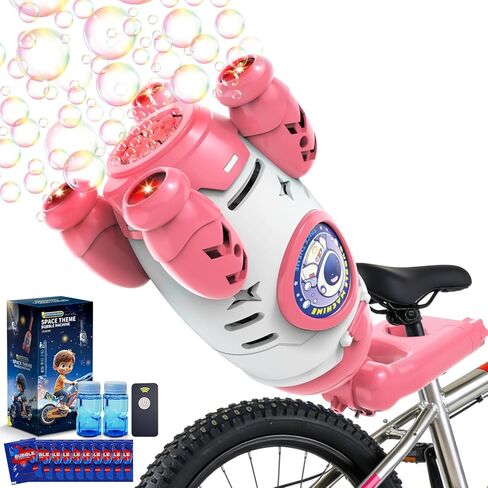 Bubble Gun for Kids, Automatic Rocket Bubble Machine, Handheld & Bicycle Use, Rechargeable Bubble Blower with Solution & LED Light, Summer Outdoor Toy, Gift for Boys Girls Age 3 4 5 6 7 8-12(White) in Saudi Arabia