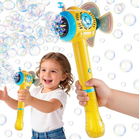 Lucky Doug Bubble Gun، مدفع رشاش فقاعي للأطفال الصغار مع فقاعات غنية، مسدسات فقاعات للأطفال مع تصميم مانع للتسرب 360 درجة، مسدس فقاعات تلقائي للأطفال الصغار في الفناء الخلفي والتخييم في الهواء الطلق in Kuwait