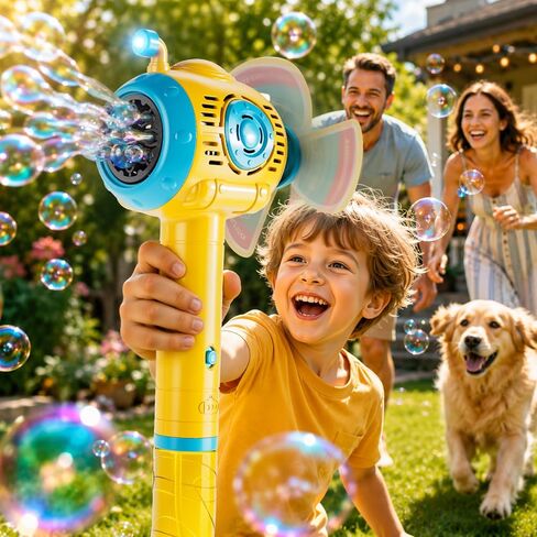 Lucky Doug Bubble Gun، مدفع رشاش فقاعي للأطفال الصغار مع فقاعات غنية، مسدسات فقاعات للأطفال مع تصميم مانع للتسرب 360 درجة، مسدس فقاعات تلقائي للأطفال الصغار في الفناء الخلفي والتخييم في الهواء الطلق in Kuwait
