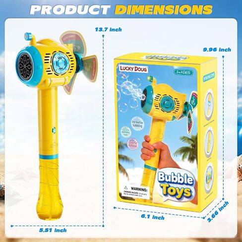 Lucky Doug Bubble Gun، مدفع رشاش فقاعي للأطفال الصغار مع فقاعات غنية، مسدسات فقاعات للأطفال مع تصميم مانع للتسرب 360 درجة، مسدس فقاعات تلقائي للأطفال الصغار في الفناء الخلفي والتخييم في الهواء الطلق in Kuwait