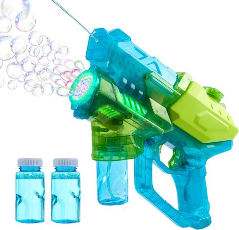 SYNCFUN 2-in-1 Water Gun & Bubble Gun for Kids, Electric Squirt Blaster with 2 Bottles Refill Solution, Senior Assassin Water Gun with Colored Lights for Outdoor Swimming Pool Summer Toys Party Favor in Saudi Arabia