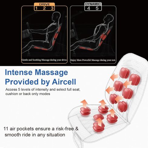 غطاء تدليك هوائي لمقعد السيارة. مصممة للسائقين للاسترخاء أثناء القيادة. 11 خلية هوائية تعمل بشكل ديناميكي للظهر والورك. in Kuwait