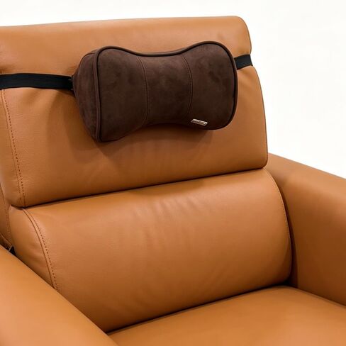 Carwales Car Neck Cushion Recliner Headrest Pillow for Office Chair Couch Memory Foam Lower Back Support Lumbar Pain Relief Ergonomic Design Extension Adjustable Strap Fits Driving Car Tan 1 Pack in Saudi Arabia