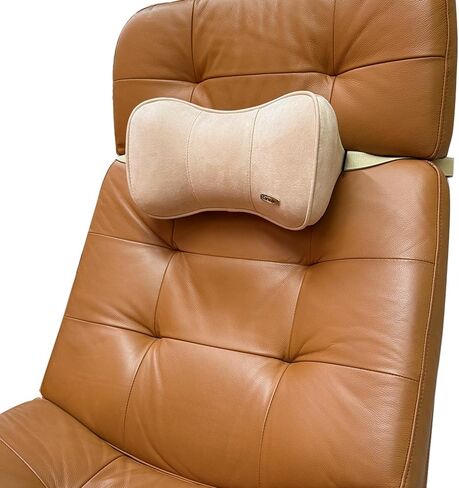 Carwales Car Neck Cushion Recliner Headrest Pillow for Office Chair Couch Memory Foam Lower Back Support Lumbar Pain Relief Ergonomic Design Extension Adjustable Strap Fits Driving Car Tan 1 Pack in Saudi Arabia