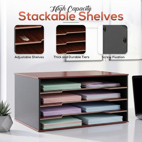 12x18 Construction Paper Organizer, 4-Tier Wooden Flat File for 11x17, A3 & Tabloid Sheets | Durable wood Desk Paper Storage for Classroom, Office & Art Studio in Saudi Arabia