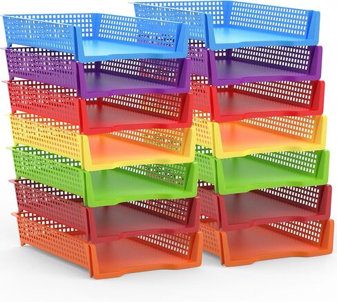 7 Pcs Plastic Stackable Paper Tray Turn in Trays Classroom Teachers Desk Organizer Bin for Office Home Teachers Organization Storage Tray Holds 4A Paper File Document (7) in Saudi Arabia