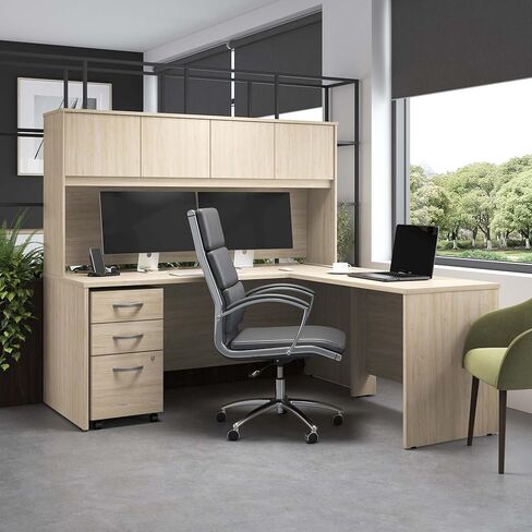 خزانة مكتب Bush Business Furniture Studio C 72W باللون الدردار الطبيعي، مساحة تخزين للمنزل أو المكتب الاحترافي in Kuwait