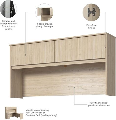 خزانة مكتب Bush Business Furniture Studio C 72W باللون الدردار الطبيعي، مساحة تخزين للمنزل أو المكتب الاحترافي in Kuwait