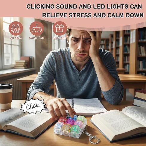 لعبة تململ لوحة المفاتيح، سلسلة مفاتيح فيدجيت للوحة المفاتيح مع أضواء LED، 9 في 1 لوحة مفاتيح لتخفيف الضغط على زر الإصبع، لعبة تململ لتخفيف الضغط على الأزرار للبالغين لتخفيف التوتر in Kuwait