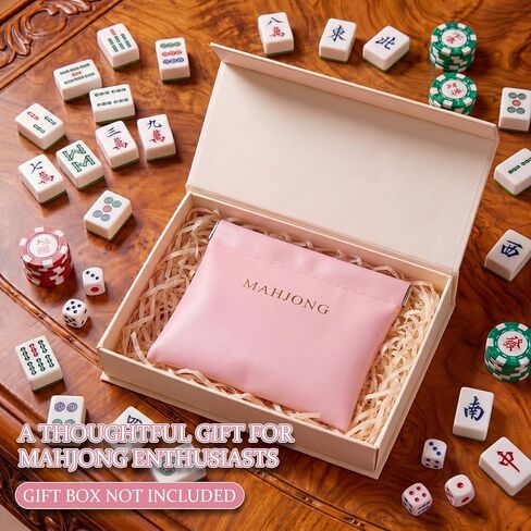 تتضمن مجموعة ألعاب Aliceset Mahjong حقيبة نرد ماهجونج مغناطيسية من البولي يوريثان مقاس 4.7 × 4.3 بوصة، نرد صغير، نرد نحاسي للإغلاق، تصميم سكالوب لوحة ماه جونغ، ملحقات الحفلات هدية لمحبي ماه جونغ in Kuwait