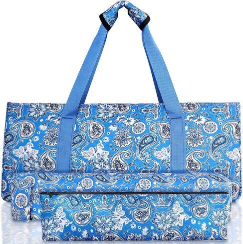 Empty Mahjong Bags for Tiles and Racks, Sturdy Blue Printed Storage Case, Perfect American Mahjong Accessories for Game Nights, Parties, Community, Camping or Travel (3-Piece Bag Only) in Saudi Arabia