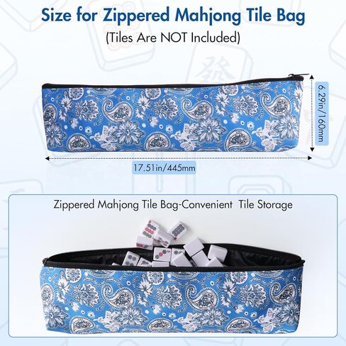 Empty Mahjong Bags for Tiles and Racks, Sturdy Blue Printed Storage Case, Perfect American Mahjong Accessories for Game Nights, Parties, Community, Camping or Travel (3-Piece Bag Only) in Saudi Arabia