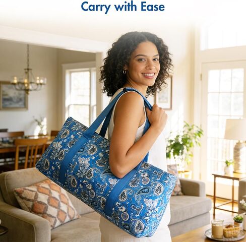 Empty Mahjong Bags for Tiles and Racks, Sturdy Blue Printed Storage Case, Perfect American Mahjong Accessories for Game Nights, Parties, Community, Camping or Travel (3-Piece Bag Only) in Saudi Arabia