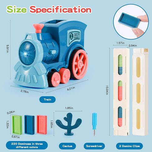 Gigilli 220Pcs Domino Train Toys, Automatic Dominoes Building Train Set for Kids 2-4 4-8, Stacking Kids Games Stem Montessori Educational Toys for 3 4 5 6 7 8 Year Old Boys Girls Birthday Gifts in Saudi Arabia