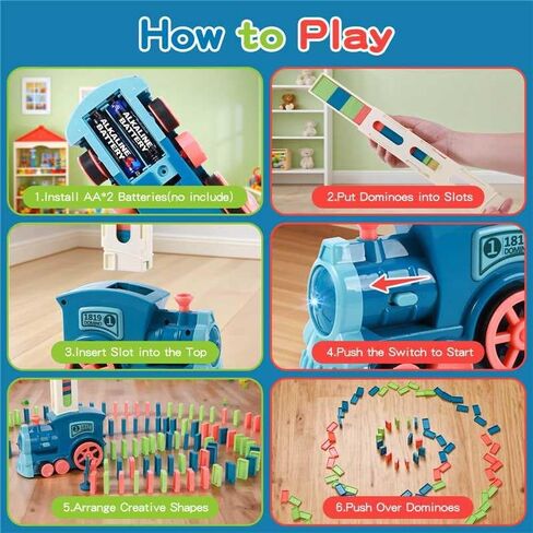 Gigilli 220Pcs Domino Train Toys, Automatic Dominoes Building Train Set for Kids 2-4 4-8, Stacking Kids Games Stem Montessori Educational Toys for 3 4 5 6 7 8 Year Old Boys Girls Birthday Gifts in Saudi Arabia