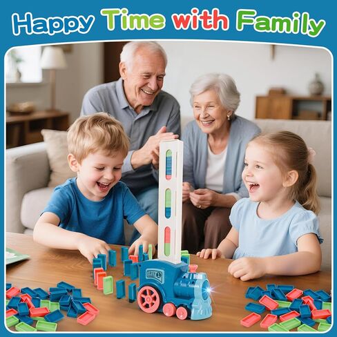 Gigilli 220Pcs Domino Train Toys, Automatic Dominoes Building Train Set for Kids 2-4 4-8, Stacking Kids Games Stem Montessori Educational Toys for 3 4 5 6 7 8 Year Old Boys Girls Birthday Gifts in Saudi Arabia