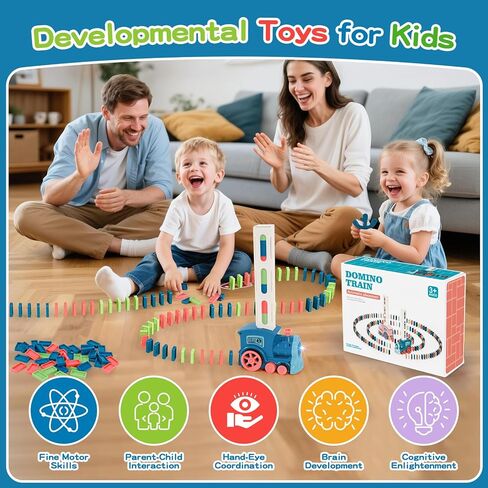 Gigilli 220Pcs Domino Train Toys, Automatic Dominoes Building Train Set for Kids 2-4 4-8, Stacking Kids Games Stem Montessori Educational Toys for 3 4 5 6 7 8 Year Old Boys Girls Birthday Gifts in Saudi Arabia