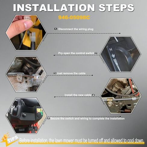 مجموعة كابل خنق الخانق 946-05098C الجديدة لشبل كاديت XT1 LT46 LT50 GT50 GT54 ST54، XT2 LX46 LX50، Craftsman MTD Lawn Tractor استبدال 946-05098A 946-05098B 746-05098A 3-Pos كابل التحكم الثقيل in Kuwait