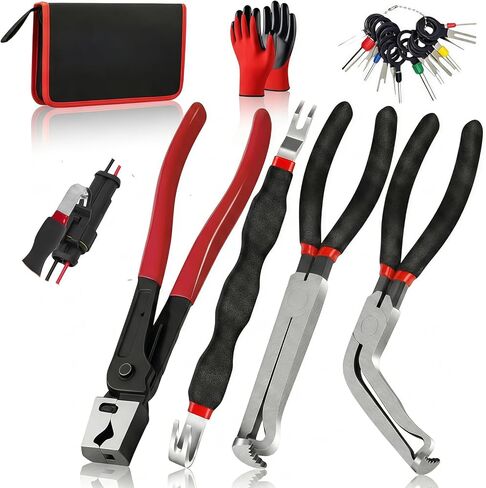 7-Piece Automotive Electrical Disconnect Pliers Set, Connector Removal Tool Kit with Straight & 60° Jaws, Hose Clamp Pliers, Terminal Pin Extractor for Secure Push-Tabs, MAF Sensors, Ignition Coils in Saudi Arabia