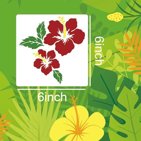 استنسل الكركديه زهرة الاستنسل 6 بوصة قوالب رسم زهرة استوائية هاواي الزهور اللوحة الإستنسل للخشب جدار قماش الأثاث الشرفة ديكور المنزل in Kuwait