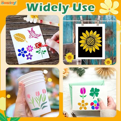 80 Pcs Reusable 3 Inch Stencils for Painting - Nature Designs with Birds, Insects, Flowers & Leaves for DIY Crafts, Wall Art, Wood, Canvas, Home Decor in Saudi Arabia