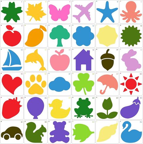 36PCS Stencils for Kids, 8 inches Large Stencils for Painting Crafts Reusable Stencil Washable Drawing Primary Shape Stencil Template for Paper Fabric Wall in Saudi Arabia