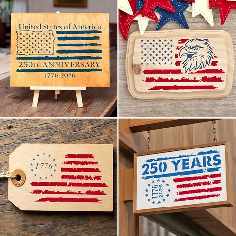 American Flag 250th Anniversary Stencils, Patriotic 50 Star Stencils and 13 Stars 1776 Templates for Painting on Wood, Fabric, Paper, Walls (250th Anniversary) in Saudi Arabia