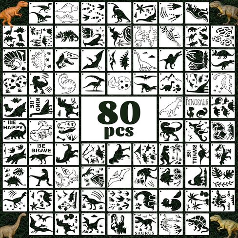 80 Pcs Reusable 3 Inch Stencils for Painting - Nature Designs with Birds, Insects, Flowers & Leaves for DIY Crafts, Wall Art, Wood, Canvas, Home Decor in Saudi Arabia