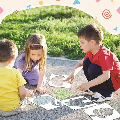 36PCS Stencils for Kids, 8 inches Large Stencils for Painting Crafts Reusable Stencil Washable Drawing Primary Shape Stencil Template for Paper Fabric Wall in Saudi Arabia