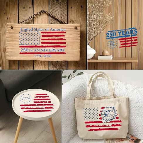 American Flag 250th Anniversary Stencils, Patriotic 50 Star Stencils and 13 Stars 1776 Templates for Painting on Wood, Fabric, Paper, Walls (250th Anniversary) in Saudi Arabia