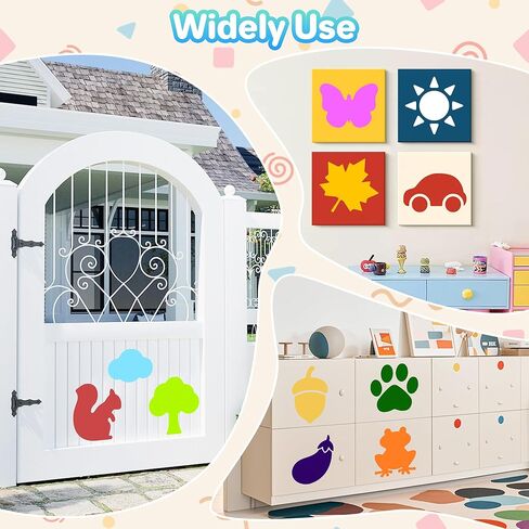 36PCS Stencils for Kids, 8 inches Large Stencils for Painting Crafts Reusable Stencil Washable Drawing Primary Shape Stencil Template for Paper Fabric Wall in Saudi Arabia