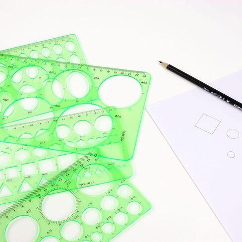 4 Pcs Drawing Template Drafting Stencil Ruler Circle and Oval Templates Plastic Drawing Measuring Rulers Geometric Drawings Stencils for Office and School Building Formwork Drafting Tool (Green) in Saudi Arabia
