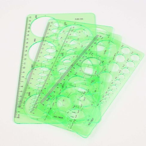 4 Pcs Drawing Template Drafting Stencil Ruler Circle and Oval Templates Plastic Drawing Measuring Rulers Geometric Drawings Stencils for Office and School Building Formwork Drafting Tool (Green) in Saudi Arabia