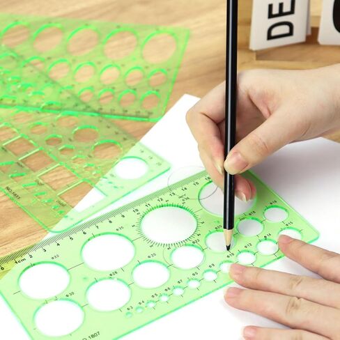 4 Pcs Drawing Template Drafting Stencil Ruler Circle and Oval Templates Plastic Drawing Measuring Rulers Geometric Drawings Stencils for Office and School Building Formwork Drafting Tool (Green) in Saudi Arabia