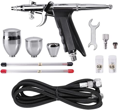Langlengtec Airbrush Kit Paing Set with 3 Cup Hose and Air Brush Accessories Spray Gun for Art Hobby Model in Saudi Arabia