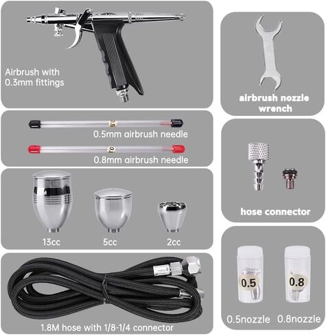 Langlengtec Airbrush Kit Paing Set with 3 Cup Hose and Air Brush Accessories Spray Gun for Art Hobby Model in Saudi Arabia