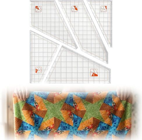 Scrap Crazy Style Quilting Template Set, 6 Pcs Non-Slip Acrylic Quilt Rulers for 6 & 9 Inch Squares, 0.118" Thick Precision Cutting Templates for Sewing, Patchwork and DIY Hand Crafting in Saudi Arabia
