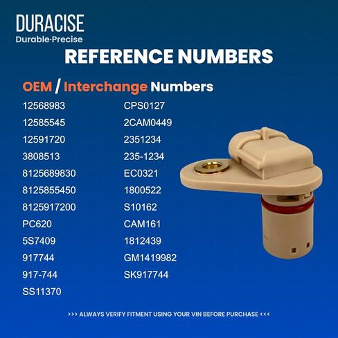 مستشعر موضع عمود الحدبات DURACISE متوافق مع شيفروليه سيلفرادو 1500 2500 3500، تاهو، سوبربان، أفالانش، إكسبريس 1500 وجي إم سي سييرا 1500، سافانا، يوكون وكاديلاك CTS، إسكاليد | تصنيع المعدات الأصلية #12591720 in Kuwait
