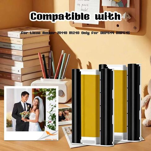 Compatible with Liene Amber M110 & M210 3x3″ Photo Paper 80 Sheets & 2 Cartridge, Sticker Paper Adhesive,Instant Photo Paper Only for DHP514/DHP515 Photo Printer for Scrapbook in Saudi Arabia