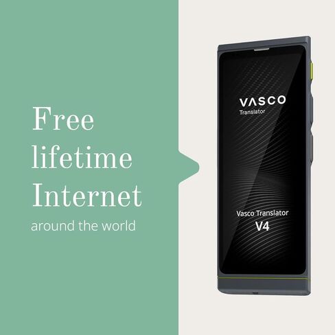 Vasco V4 Language Translator Device + Vasco Translator E1 Earbuds | Free Lifetime Internet in Almost 200 Countries in Saudi Arabia