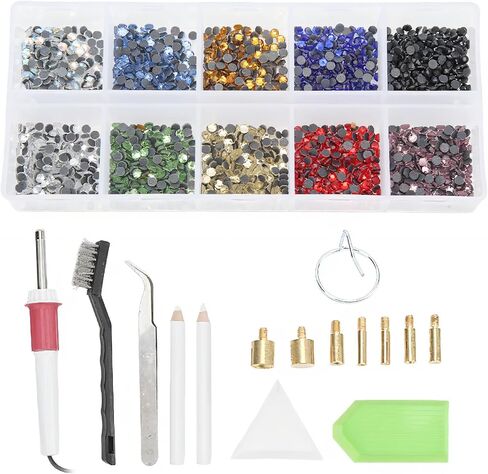 Hotfix Applicator,Rhinestone Applicator,Bedazzler Kit with Rhinestones, DIY Hot Fix Rhinestone Applicator Wand Setter Tool for Crafts, Leather, Clothes, Shoes (US Plug) in Saudi Arabia